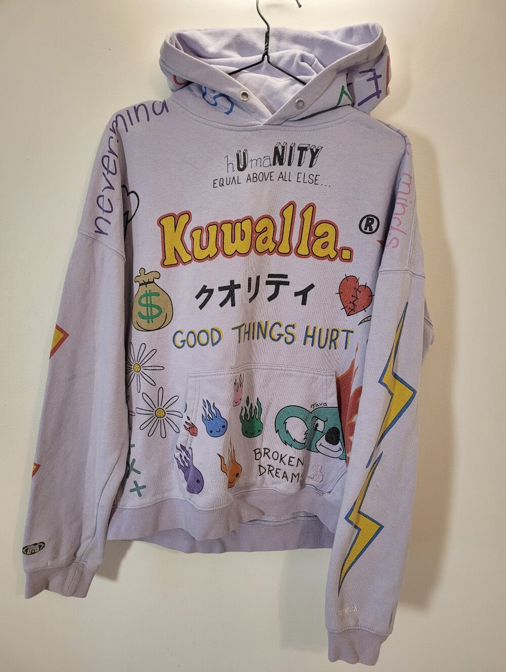 KUWALLA Mash Up 2.0 Cotton Hoodie In Purple Heather - Motorheads - Size M